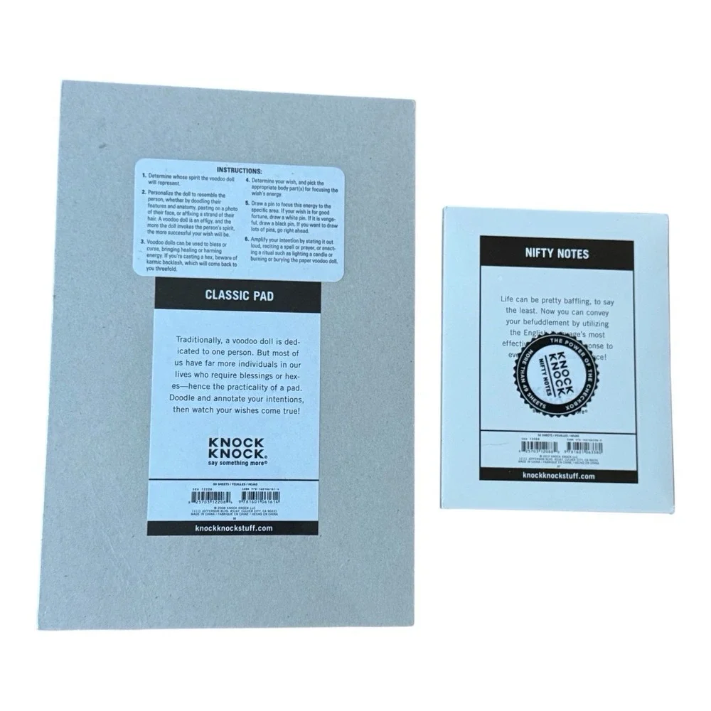 Knock Knock Paper Voodoo Pad & WTF Nifty Notes Notepad Sealed Lot Novelty Humor